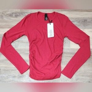 Bobi Los Angeles Scoop Neck Ruched Side Long Sleeve Tee XS - New With Tags